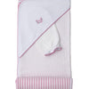 Whale Pods Hooded Towel with Mitt - White/Pink