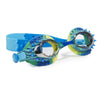 Prehistoric Times Swim Goggles - Dino-Mite Blue (Blue Strap with Blue Nosepiece)