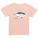 The Boys' Short-Sleeve Tee from Properly Tied is crafted from soft Pima cotton and features hand-drawn whimsical fish graphics with "PROPERLY Tied" elegantly printed below.