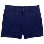 Properly Tied Boys' Fairway Short in navy blue with belt loops, front button, and side pockets, shown flat on a white background.