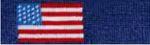 The image displays the Smathers & Branson Navy American Flag Belt, featuring the U.S. flag set against a blue textured background reminiscent of traditional Italian leather grain.
