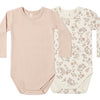 Baby Jersey Bodysuit 2-Pack - Floral Vine/Dusty Rose