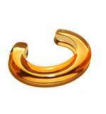 The Ridge Cuff by Lizzie Fortunato is a shiny, gold, curved domed bracelet with a smooth, reflective surface and open crescent shape, shown against a white background.