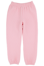 The Beaufort Bonnet Company's Baby Girls' and Girls' Quilted Gates Sweeney Sweatpants feature a quilted design with an elastic waistband and cuffs, shown on a white background.