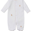 Baby Teddy Bear Time Footie with Hand Emb. - Ecru