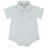 Baby Boys' Prim and Proper Short Sleeve Polo Onesie - Old Greenwich Green Stripe/Sarasota Sky