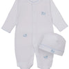 Baby Puppy Paws Footie & Hat Set - White/Light Blue