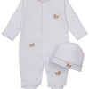 Baby Puppy Paws Footie & Hat Set - White/Brown