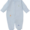 Baby' Safari Wild Hand Emb. Striped Footie - Light Blue
