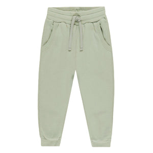 Rylee & Cru's Boys' Freestyle Sweatpant features a light green color, a drawstring waistband, side pockets, and cuffed ankles.