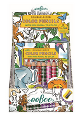 The Eeboo Mini Mural with Color Pencils includes 16 double-sided color pencils, a magical creatures fold-out mural, and a sharpener.