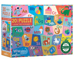 The Eeboo Learn the Alphabet 20 Piece Puzzle features colorful illustrated letters and animals. Eco-friendly and woman-owned, it’s perfect for ages 3+, making ABC learning fun!.