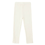Rylee & Cru Baby Girls' and Girls' Legging in off-white pointelle knit with an elastic waistband and subtle scalloped hem, shown laid flat on a white background.