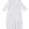 Baby Teddy Bear Time Conv Gown with Hand Emb. - Light Blue