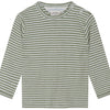 Baby Rib Stripe Tee - Moss/Ecru