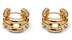 A pair of chunky, circular gold Johanna Earrings by Lie Studio featuring a stacked, segmented design on a white background—ideal for everyday wear.