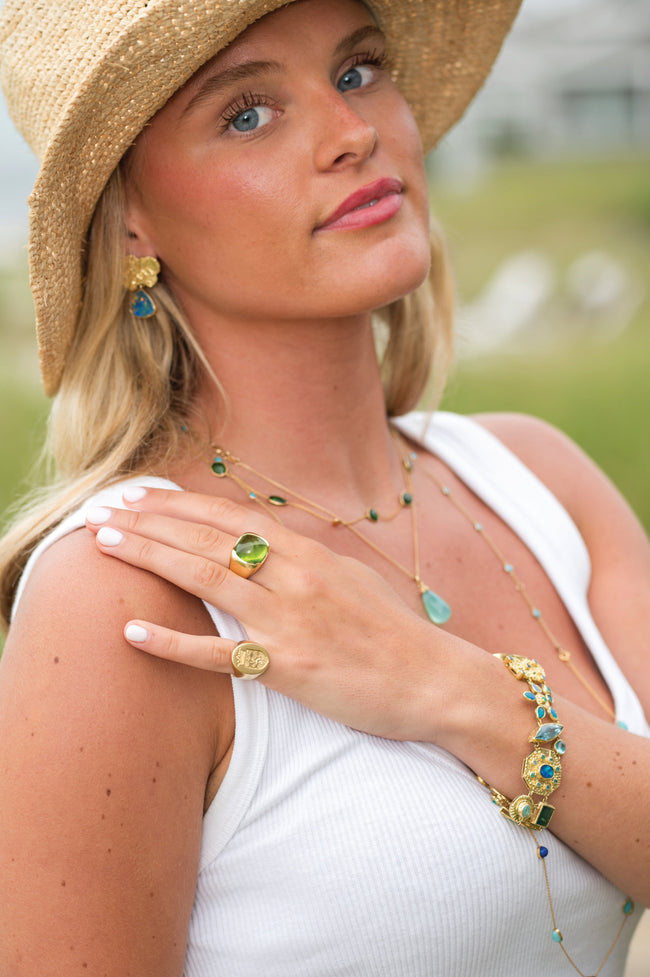 Model with Susan Lister Locke jewelry