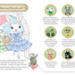 Discover a delightful illustrated page from *Where is Claris at Easter!* by Chronicle Books, featuring Claris the mouse and friends in festive Easter outfits as they journey through Paris—complete with character descriptions and hidden Easter eggs to find throughout the enchanting scene.