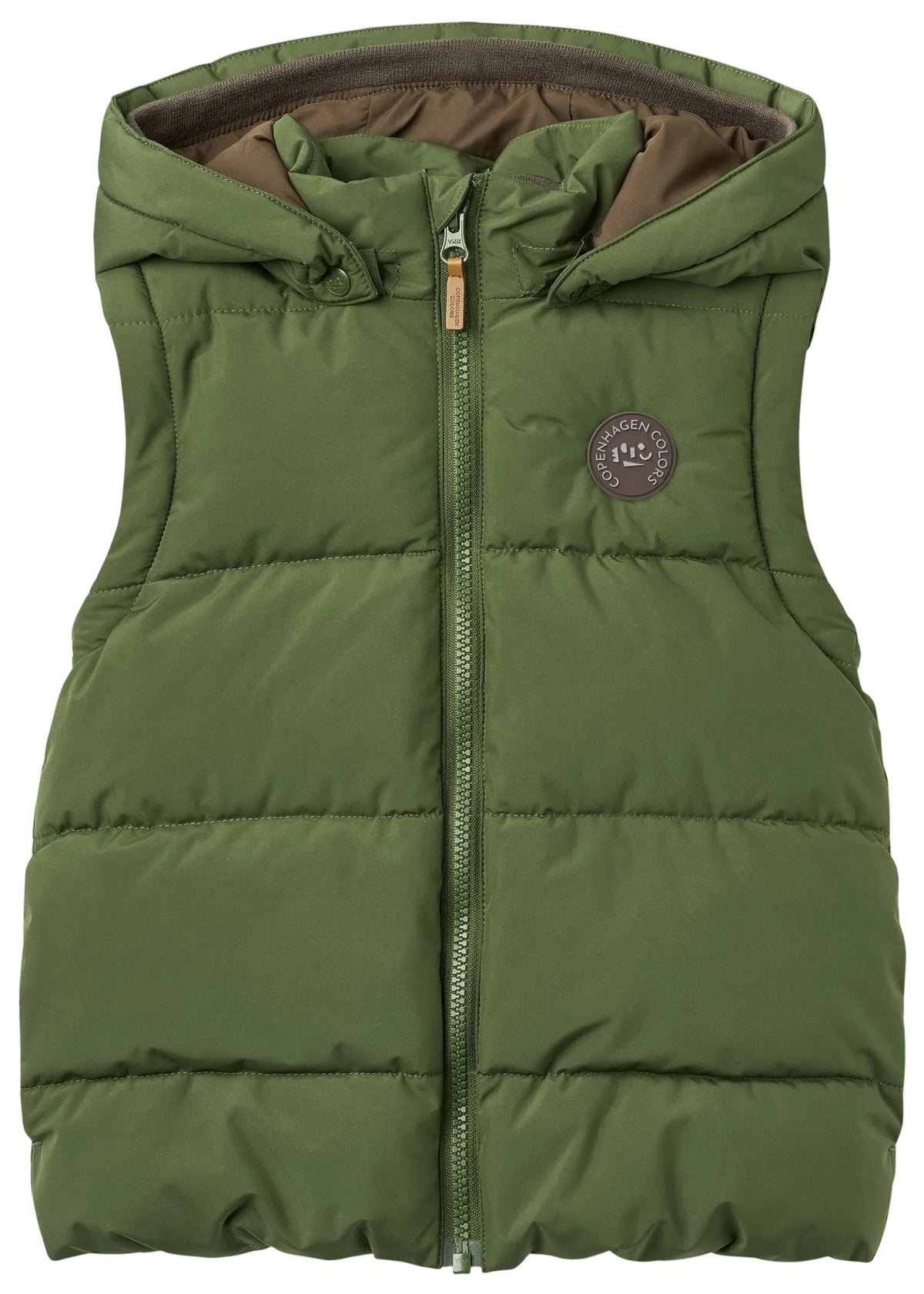 Copenhagen Colors Boys’ 2-in-One Puffer Jacket w/ Removable Sleeves—water-resistant, hooded, front zipper, left chest patch.