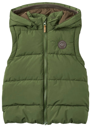 Copenhagen Colors Boys’ 2-in-One Puffer Jacket w/ Removable Sleeves—water-resistant, hooded, front zipper, left chest patch.