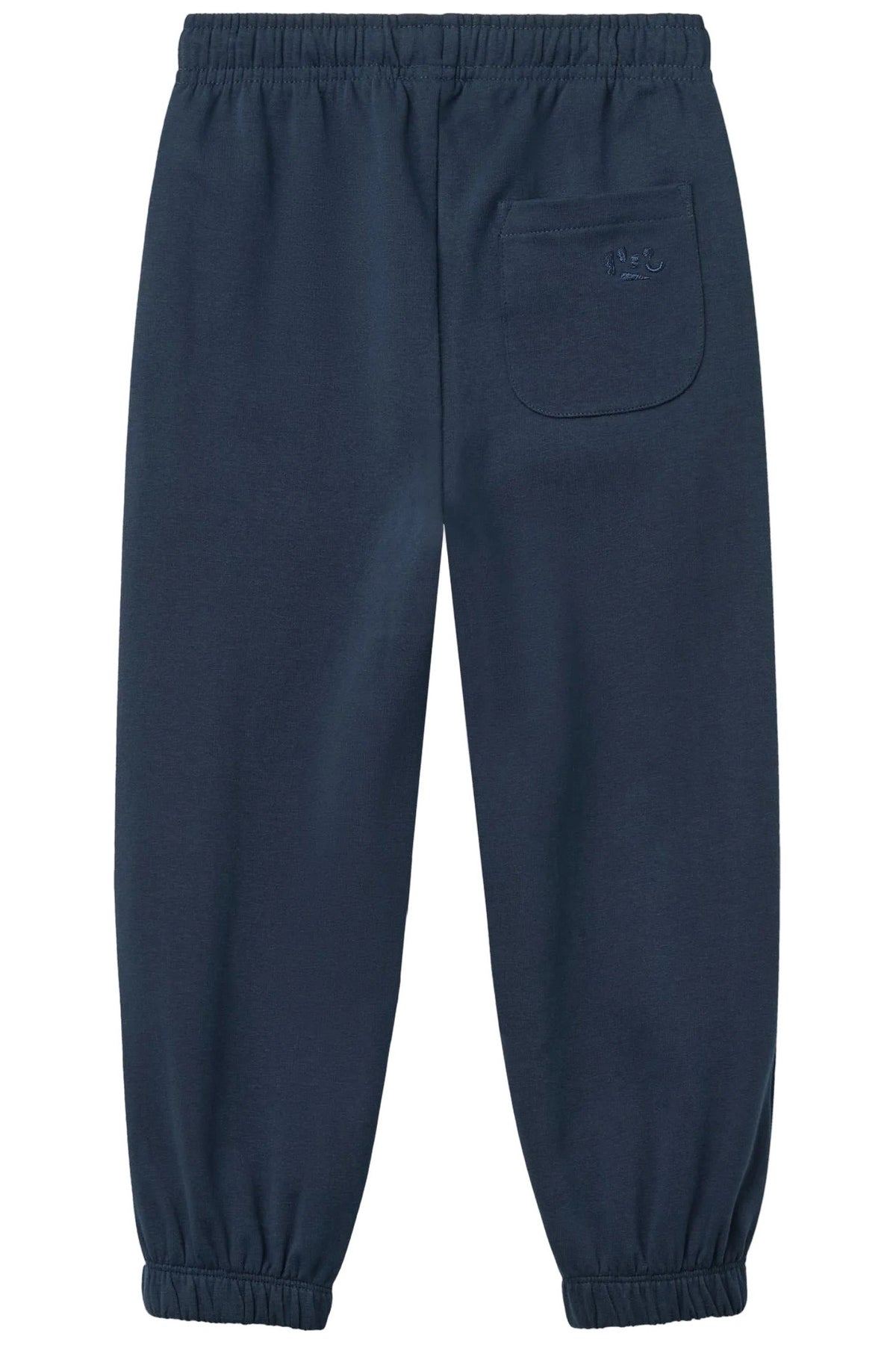 Copenhagen Colors Baby Boys’ and Boys’ Classic Sweatpants in navy blue organic cotton with elastic waistband, cuffs, and a back right patch pocket.