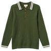 Boys' Knitted Waffle Polo Long-Sleeved Polo - Dark Green Comb.