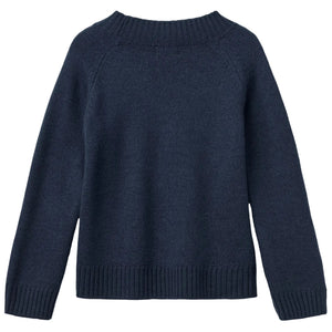 The Copenhagen Colors Baby Boys’ and Boys’ Pullover Turtleneck is a dark blue knit with long sleeves, ribbed cuffs and hem, shown on a white background.