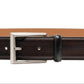 The Magnanni Rocas Belt is crafted from tumbled calfskin leather in black, featuring a silver buckle and multiple holes for size adjustment, making it perfect for both dress and casual occasions.