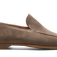 Magnanni Lecera brown suede Venetian apron toe loafers on a white background.