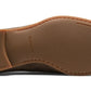 Sole of a Magnanni Lecera brown leather venetian apron toe loafer with branding visible.