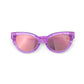 The Bling2O Girls’ Malibu Beach Sunglasses are kids’ purple cat-eye sunglasses featuring a translucent frame and pink tinted, UV-protected lenses, displayed from the front against a white background.