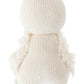 The Baby Gosling plush doll by Cuddle + Kind is hand-knit from Peruvian cotton yarn in a cream color, featuring textured arms, a round head, and a small tuft on top, and is shown facing away from the viewer.