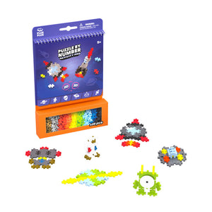 The Plus Plus Puzzle By Number® Activity Pad features 425 colorful pieces and showcases striking pixel-art space designs right on the front of the box. This engaging set sparks creativity and helps develop fine motor skills as children assemble their own vibrant space-themed creations.