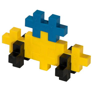 The Plus Plus Tube - BIG 15 Piece - Basic is a STEM toy with interlocking blocks in yellow, black, and blue, perfect for creative play and building fine motor skills.