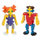 Two colorful humanoid figures built from Plus Plus Tube - 240 Piece Basic Mix interlocking blocks, ideal for creative play and fine motor skill development—one with orange hair/purple outfit, the other brown hair/red outfit, side by side.