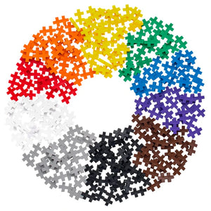 The Plus Plus Tube - 240 Piece Basic Mix features colorful interlocking plastic pieces that form creative designs, ideal for imaginative play and building fine motor skills.