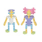 The Plus Plus Tube - 240 Piece - Pastel Mix lets kids build two blocky figures in soft hues (blue, yellow, pink, purple), inspiring creative STEM play and developing fine motor skills.