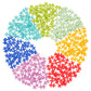 The Plus Plus Tube - 240 Piece Tropical Mix features colorful interlocking pieces arranged in a circle around a white center, creating a vibrant STEM toy that inspires creativity and builds fine motor skills.