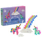 The Plus Plus Learn To Build - Unicorns kit features colorful pieces to build unicorns, a cloud, and a rainbow—ideal for creative play and building fine motor skills with this fun STEM toy.