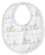 A Kissy Kissy Noah’s Ark bib featuring animals and boats, like Noah's ark.