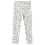 Girls’ Basic Legging by Rylee & Cru, featuring a grey leopard print pattern and displayed flat against a plain background to highlight their full length and stylish design—perfect for adding a touch of class to your child’s everyday wardrobe.