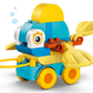The LEGO® DUPLO® 3in1 Animals on Wheels by Legos - Toyhouse features colorful toy fish with yellow wheels, large eyes, translucent yellow fins, and a bubble—a delightful building toy for toddlers.
