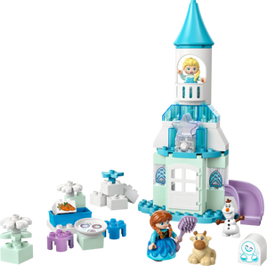Legos - Toyhouse LEGO® DUPLO® Anna and Elsa's Frozen Castle Party is a magical playset with a blue and white tower, Anna, Elsa, Olaf, Sven figures, and pastel accessories—a fun construction toy for little builders.
