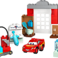 LEGO® DUPLO® McQueen's Visit to Doc's Garage by Legos - Toyhouse features a buildable race car, blocks, tools, a sink, shelves, and a “Doctor Hudson” wall—ideal for toddlers who love car repair and creative play.