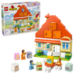 The Legos - Toyhouse LEGO® DUPLO® Bluey's Family House with Memory Game set features figures, blocks, and accessories—an interactive toy for imaginative play. Box and assembled house shown on a white background.