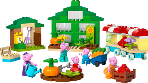 LEGO® DUPLO® Grandpa Pig's Garden and Greenhouse by Legos - Toyhouse features Peppa Pig characters, a greenhouse, market stall, shed, plants, veggies, and tools—a fun preschool nature learning toy for toddlers.