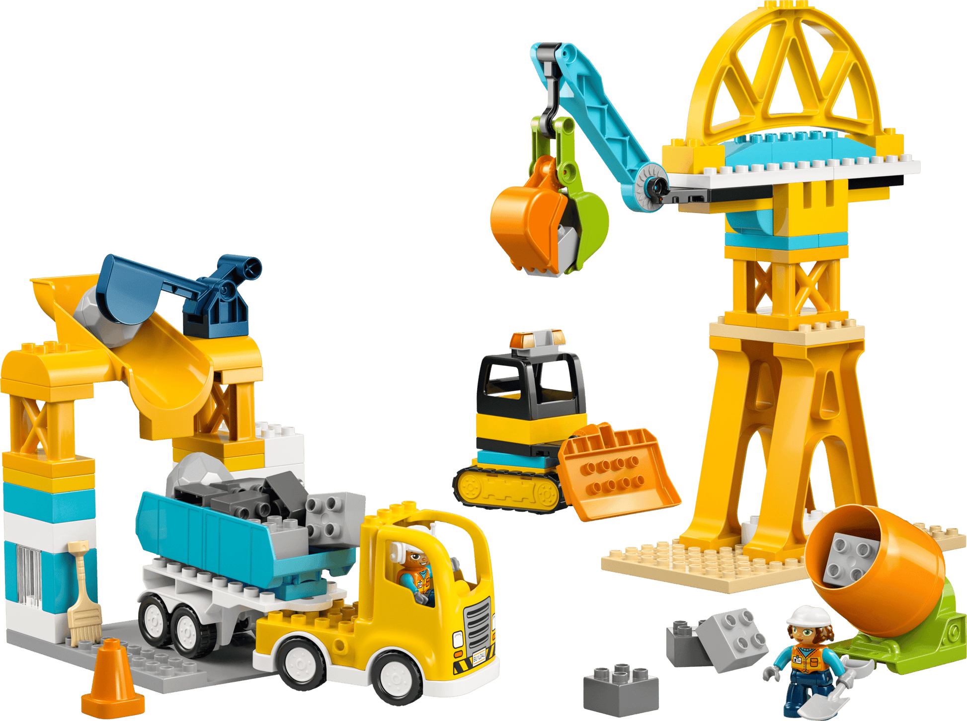 The Legos - Toyhouse LEGO® DUPLO® 3-in-1 Construction Site and Vehicles set includes a crane, bulldozer, cement mixer, dump truck, construction worker figure, and building accessories for endless construction play.
