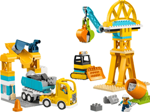 The Legos - Toyhouse LEGO® DUPLO® 3-in-1 Construction Site and Vehicles set includes a crane, bulldozer, cement mixer, dump truck, construction worker figure, and building accessories for endless construction play.