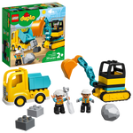 LEGO® DUPLO® Truck & Tracked Excavator construction set with excavator toy, tipper truck, figures, and blocks by Legos - Toyhouse.