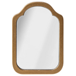 The Maileg Mirror, Miniature features a rectangular shape with an arched top and a thick gold-colored frame—ideal for adding elegance to your dollhouse or Maileg Bathroom. Displayed against a plain white background.